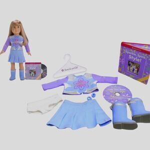 American Girl Meet Outfit I Like Your Style Top Skort Panties Book CD Boots Ties